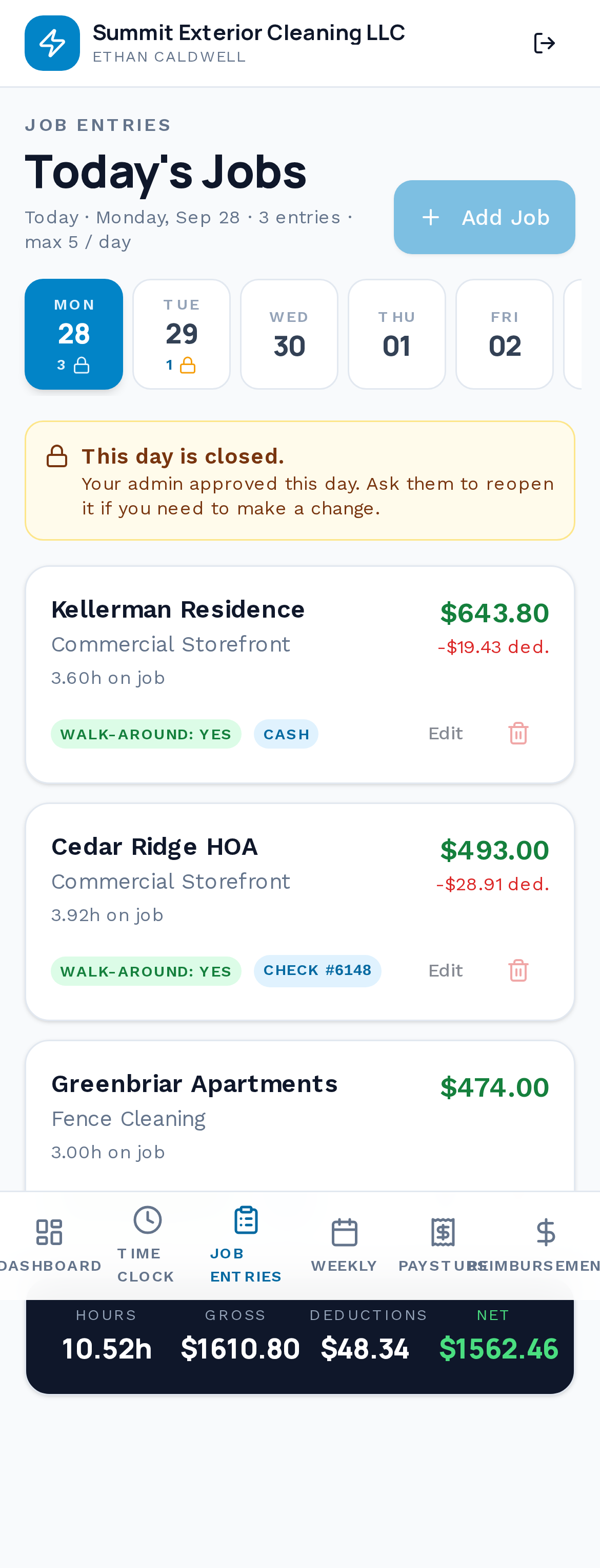 Job entry on mobile